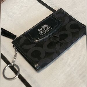 Coach Vintage Black Carriage Coin Pouch Keychain EUC